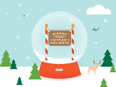 Happy Holidays! bird holiday paper airplane sign snow snow globe tree