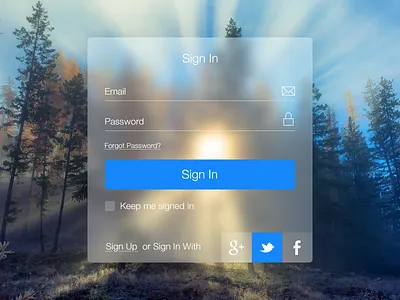 Sign In w/blur blur ios7 login sign in sign up