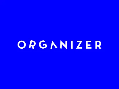 organizer blue company identity logo mix organize slanted strong