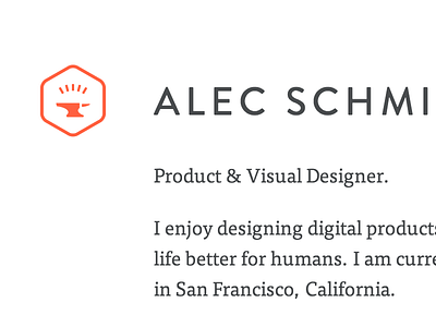 I have a website. alec anvil clean minimal orange red ui ux website