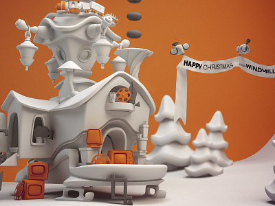Christmas Workshop for Windmill Lane Studio c4d cg christmas model snow studio vray vrayforc4d workshop