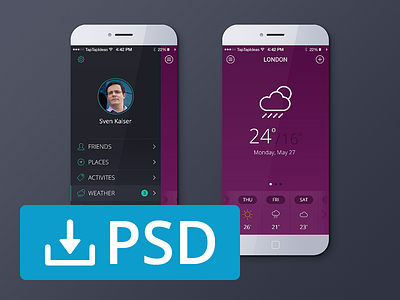 Free Weather App PSD app download free freebie freebies ios7 iphone mockup psd psddd weather