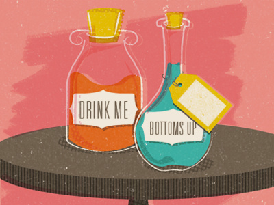 Drink Me bottles bottoms up cork drink me illustration tag