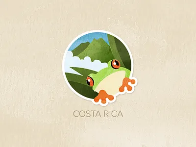 Day Thirty-Four: Costa Rica badge icon illustration painted pin textured watercolour