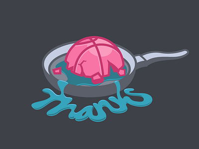 Thanks for the invite basketball dribbble egg flat frying pan icon invitation invite thanks