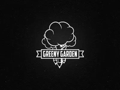 Greeny Garden garden green logo pencil trees wood