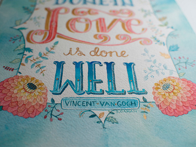 What is Done in Love.. gold gold gouache hand lettering lettering type typography watercolor watercolor hand lettering watercolor lettering watercolor type