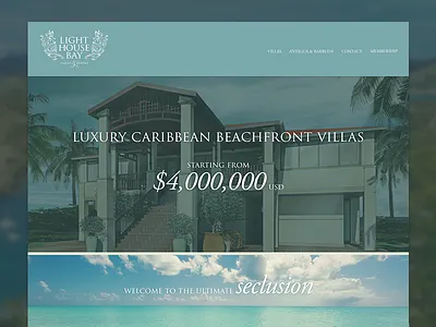 Lighthouse Bay Villas Homepage marketing photography based ui web website wip