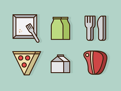 I <3 Food food fork icon illustration milk pizza steak