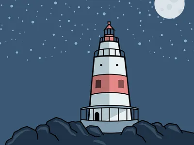 Lighthouse illustration lighthouse nautical night stars vector