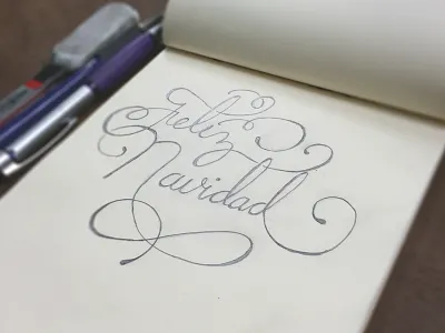 Feliz Navidad card christmas lettering navidad pencil typography wip