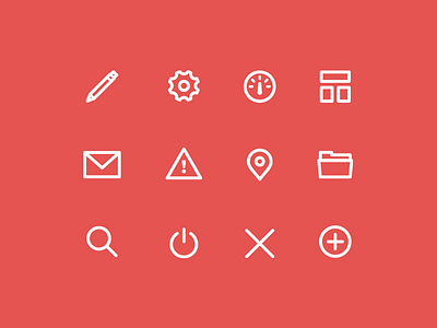 Simple Icon Set design flat graphic icon illustrate illustration red set