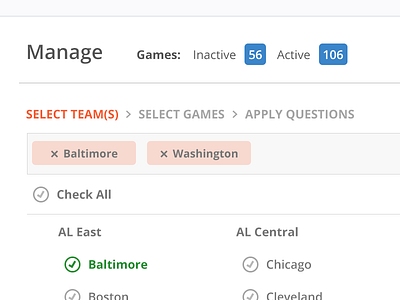 Sports Admin admin blue breadcrumb check clean platform red sports tag ui ux white