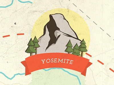 Yosemite half dome illustration map national park usa yosemite