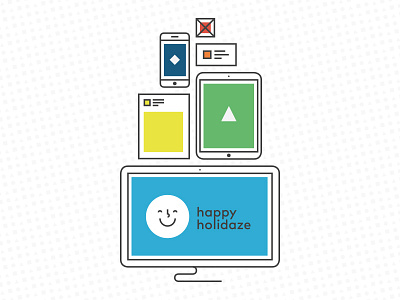 Happy Holidaze christmas christmas tree colors devices holiday illustration line minimal shapes