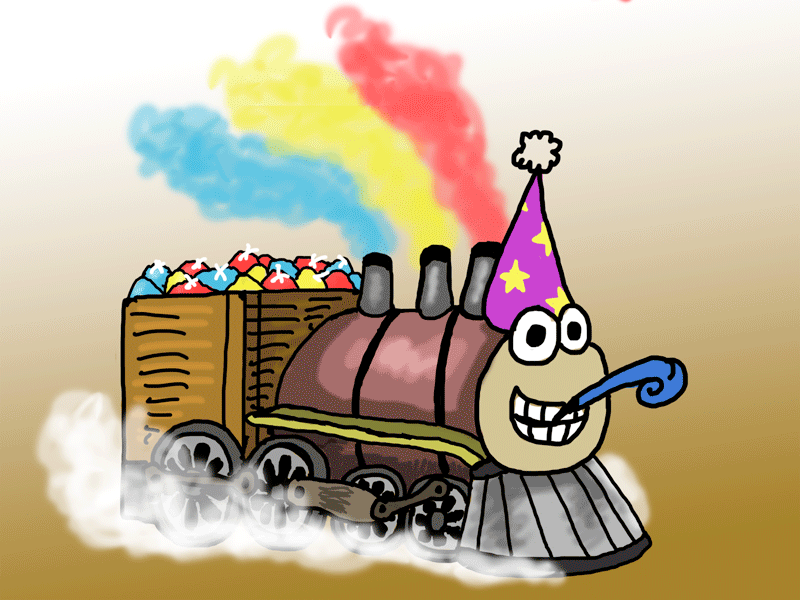 Birthday train colourful fun illustration photoshop trains