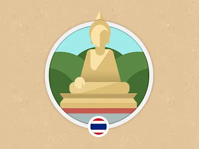 Big Buddha buddha flat illustration thailand