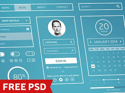 White Stripes - Free UI Kit download free halo lab heyllow interface kit psd set ui web