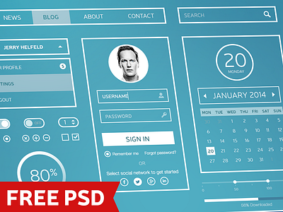 White Stripes - Free UI Kit download free halo lab heyllow interface kit psd set ui web