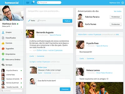 Homesocial • Timeline flat homesocial interface product social network timeline ui ux uxui