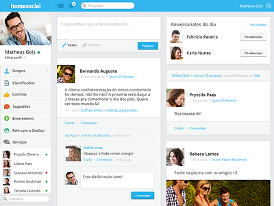 Homesocial • Timeline flat homesocial interface product social network timeline ui ux uxui