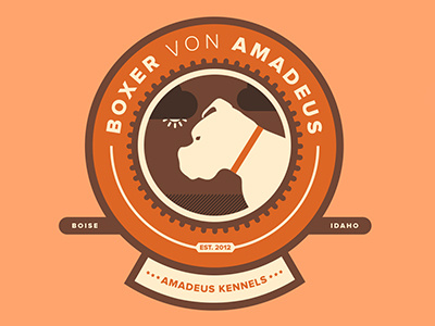 Boxer Von Amadeus Logo badge boise boxer branding circle dog flat idaho illustration kennels logo