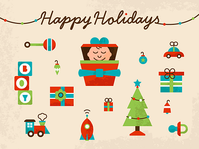 Best Christmas Present Ever baby boy car christmas color dangerdom dominic flask holiday illustration rocket tree vector