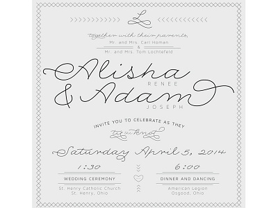 Wedding Invite ceremony invitation print typography wedding