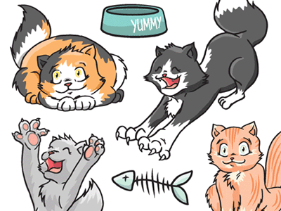 Cats characters illustration