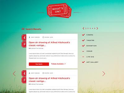 Ticket UI design film gradient ui web web design wordpress