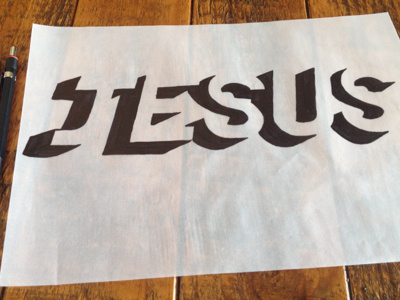 Jesus sketching typography