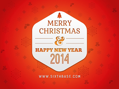 Merry Christmas & Happy New Year 2014 ampersand festival festive hexagon merry christmas new year red sixthbase snow flakes typography white