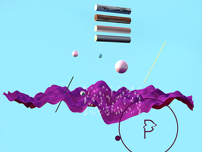 3D Composition 3d 4d blue cinema design graphic lines materials objects type typography wood