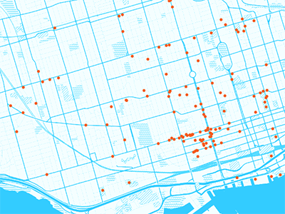 Daniel in Toronto blue infographic map orange toronto