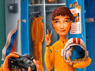 Space Calendar 3 boy illustration smile spaceman