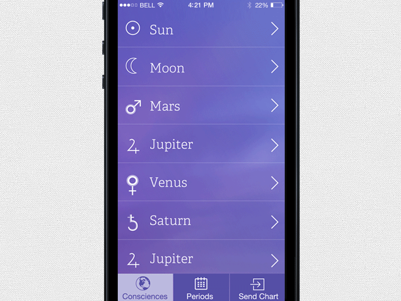 Universal Kabbalah consciences design ios ios7 kabbalah periods planets ui