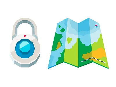 UoPX Lock and Map icon lock low map poly