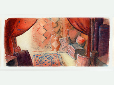 Carpet Shop study 1001 nights arabian nights persian carpet red tent