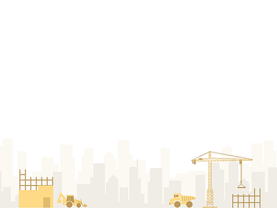 Construction Background back hoe city construction crane dump truck flat vector yellow