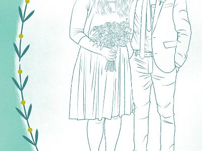 K + P illustration laurel line love portrait vector wedding