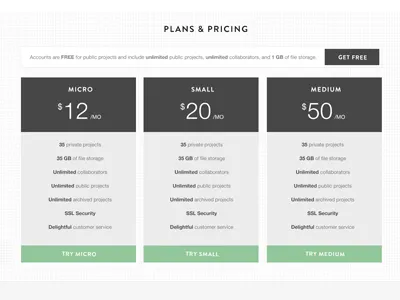 Pricing Page plans pricing ui website