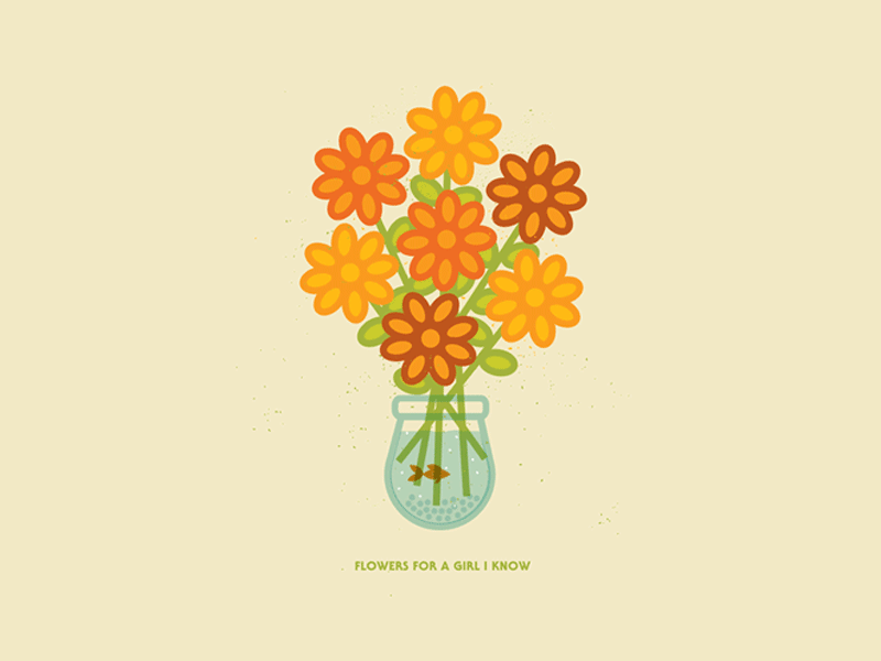 Flowers for a Girl i Know (gif) cute flowers geometric gif goldfish illustration water