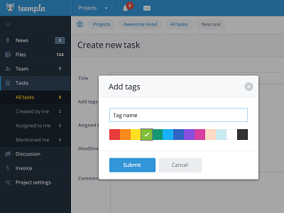 Teempla, task architect blue clean dashboard interface task ui ux web