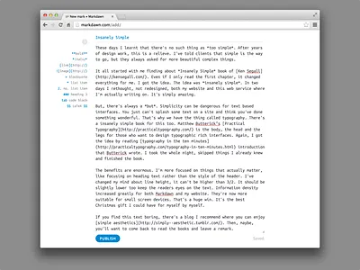 Insanely Simple asthetics blue interface monospace text writer writing