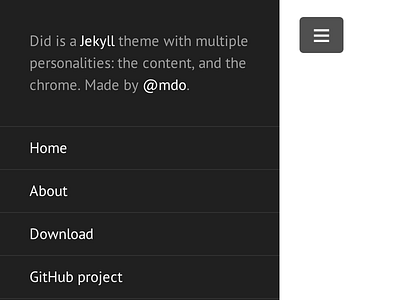 Did sidebar blue drawer gray jekyll pt sans pt serif theme white