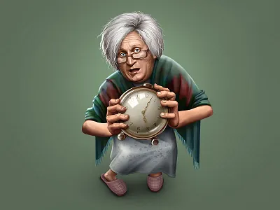 When granny can't sleep actor aged alarm clock cartoon character comedian comical granny old person personage sleeps