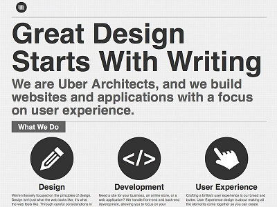 Uber Architects experience gray typography user