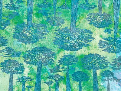 Tree Crook colourful fashion pattern sky textile trees