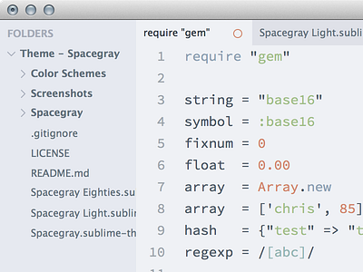 Spacegray Light code spacegray sublime text theme