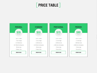 Price Table css design html price table